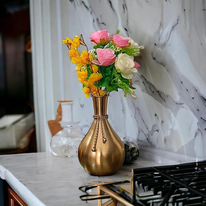 Majestic & Royal Brass Finished Metal Flower Vase | Elegant Flower Vase for Home Decor