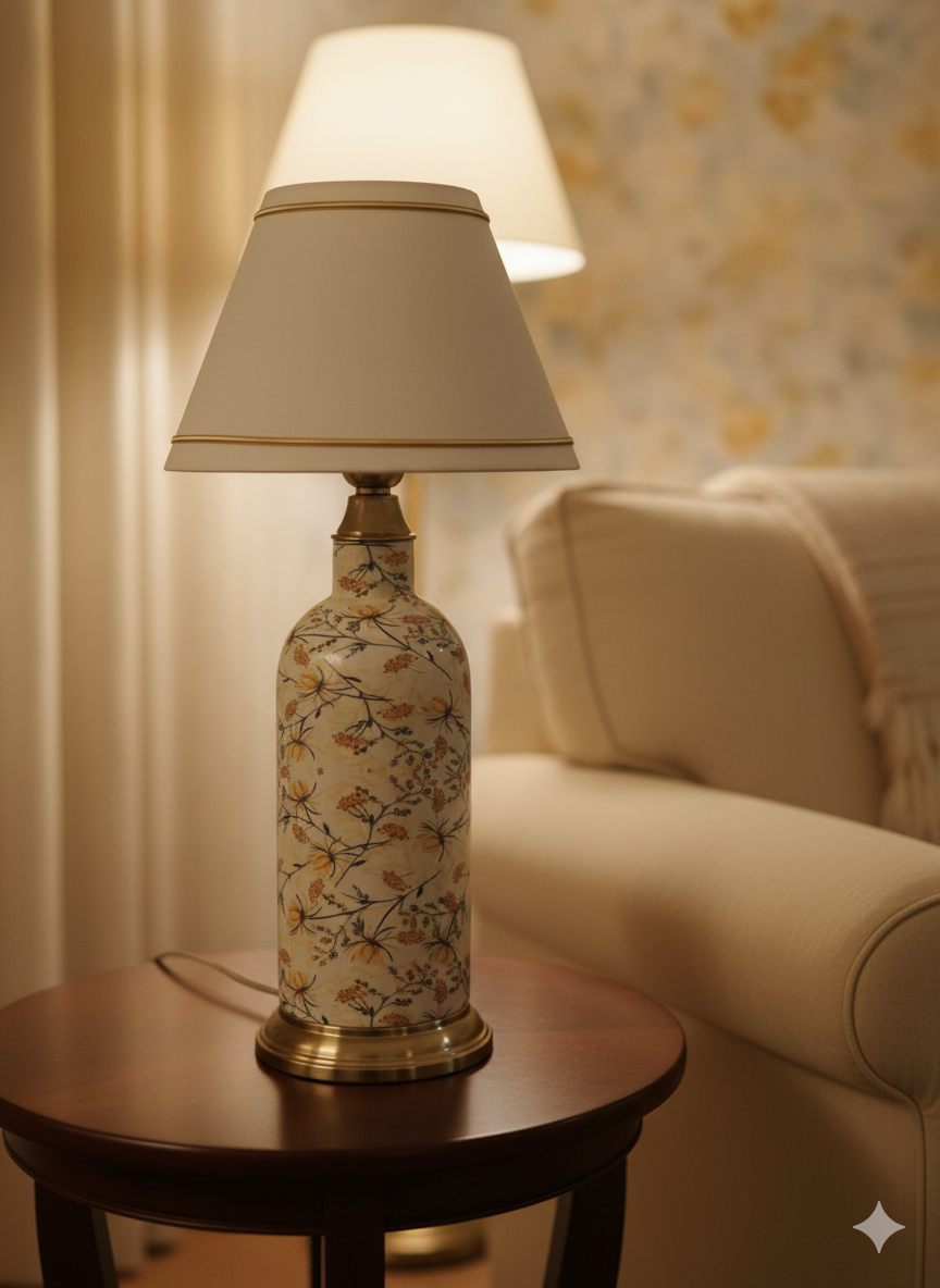 Antique Finished Enamelled  Gold Table Lamp for Bedroom. Size 23X10 Inches