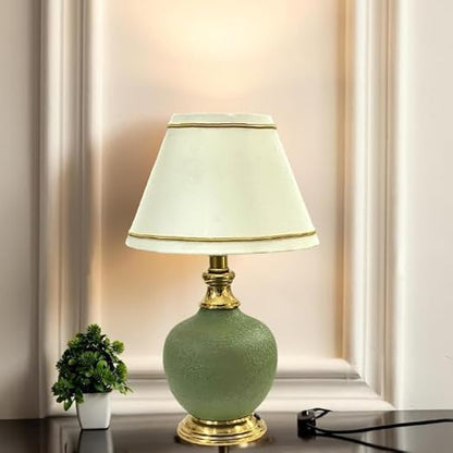 Antique Finish Gold Table Lamp for Bedroom, Bedside, Living Room, Home Decoration, Hotel Pack of 1 | Size:46 X 25 cm Green