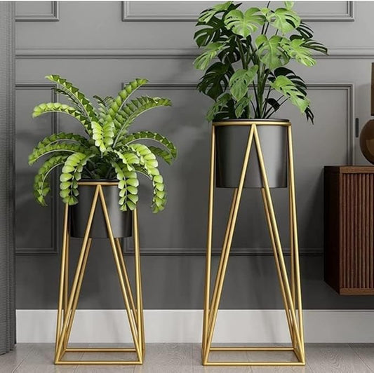 Planer Pot with Stand | Metal Flower Stands Planter for Indoor,Out Door-Black