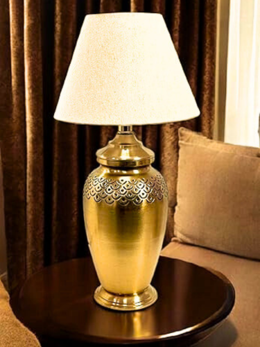 Antique Curved Brass Plated Table Lamp for Bedroom, Bedside, Living Room, Home Decoration, Hotel Pack of 1 Size: 46X 25 CM