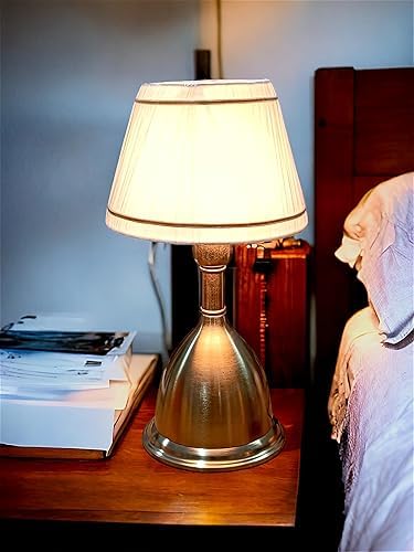 Gold Metal Table Lamp | Brass Antique Finish Gold Table Lamp for Bedroom. Size:15X8 Inches