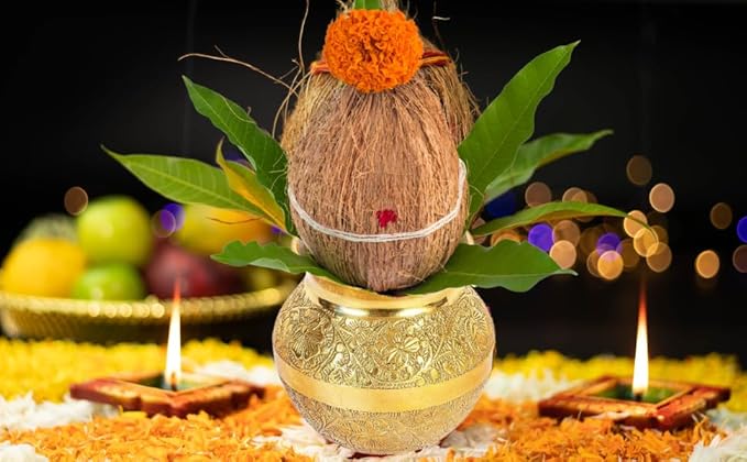Handicraft Pure Brass Pooja Lota | Kalash for Puja, Mandir & Temple,Traditional Karwa Chauth Lota for Diwali, Wedding & Festivals
