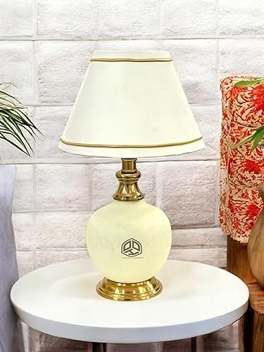 Antique Finish Gold Table Lamp for Bedroom, Bedside, Living Room, Home Decoration, Hotel Pack of 1 | Size:46 X 25 cm White