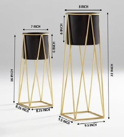 Planer Pot with Stand | Metal Flower Stands Planter for Indoor,Out Door-Black