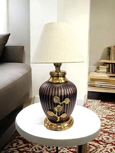 Copper Antique Finish Gold Table Lamp for Bedroom, Bedside, Living Room, Home Decoration.Size:48 X 26 cm