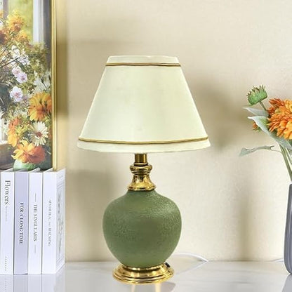 Antique Finish Gold Table Lamp for Bedroom, Bedside, Living Room, Home Decoration, Hotel Pack of 1 | Size:46 X 25 cm Green