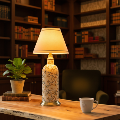 Antique Finished Enamelled  Gold Table Lamp for Bedroom. Size 23X10 Inches