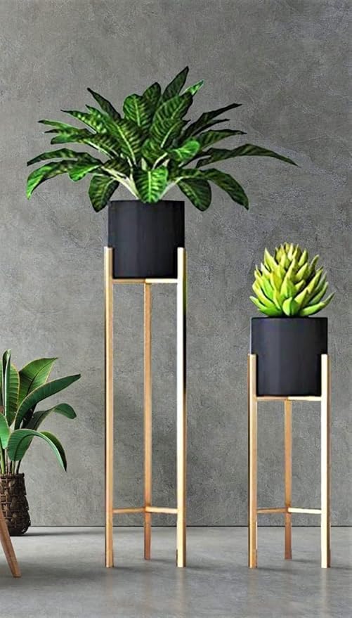Planer Pot with Stand | Metal Flower Stands Planter for Indoor,Out Door,Bedroom, Living Room | Set of 2 | Size: 20 inch & 15 Inch