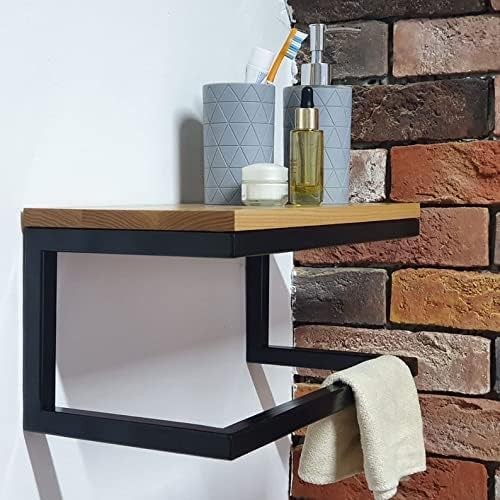 Metal Engineered Wood Wallmount Storage Shelf, Multipurpose Shower Organizer, Bathroom Standup Shower Shelf