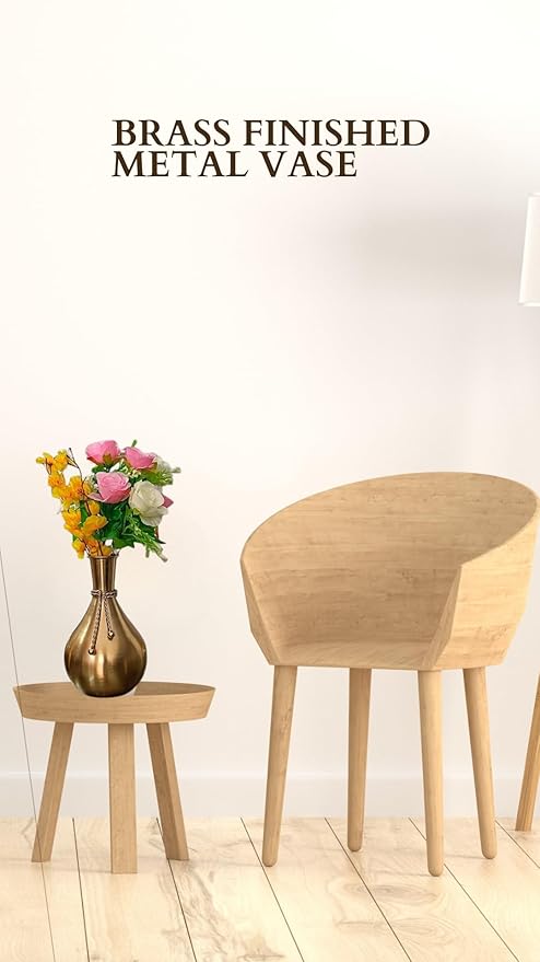 Majestic & Royal Brass Finished Metal Flower Vase | Elegant Flower Vase for Home Decor
