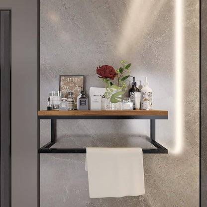 Metal Engineered Wood Wallmount Storage Shelf, Multipurpose Shower Organizer, Bathroom Standup Shower Shelf