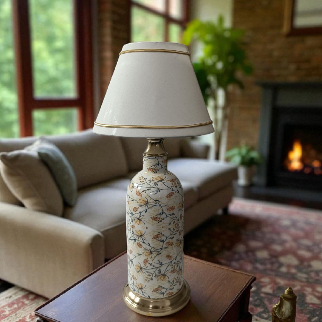 Antique Finished Enamelled  Gold Table Lamp for Bedroom. Size 23X10 Inches