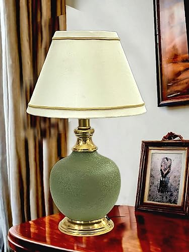 Antique Finish Gold Table Lamp for Bedroom, Bedside, Living Room, Home Decoration, Hotel Pack of 1 | Size:46 X 25 cm Green