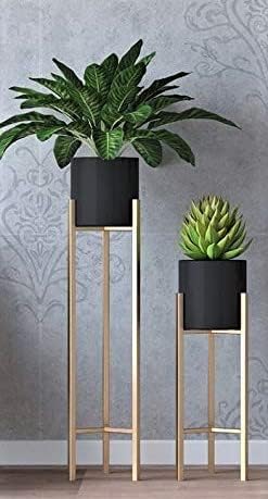 Planer Pot with Stand | Metal Flower Stands Planter for Indoor,Out Door,Bedroom, Living Room | Set of 2 | Size: 20 inch & 15 Inch