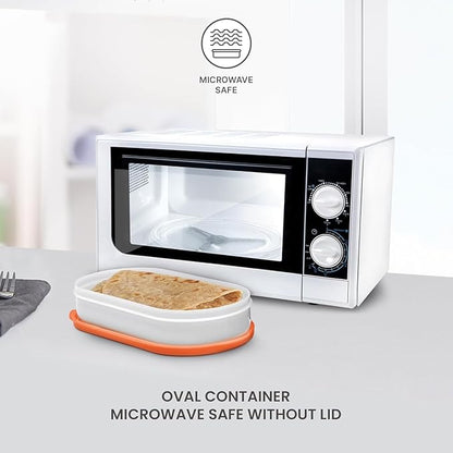 Executive Lunch Box, 2 Round Inner Steel Round Containers 280ml Each and 1 Microwave Safe Oval Plastic Container, 450ml with Insulated Bag, Office Tiffin for Leak-Proof, Easy to Carry