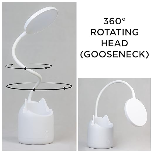3 Colour Mode LED Study/Table/Desk Lamp with Pen Holder, 6 Month Warranty(Plastic, White, Pack of 1)