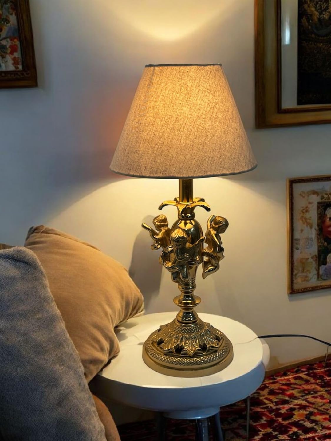 Antique Sculpture Casted Table Lamp for Bedroom, Living Room, Home Decoration. Size:54X 26 CM