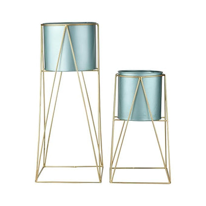 Plant Stand Tall Indoor Plant Stand with Planter Pot Set of 2- Blue Color
