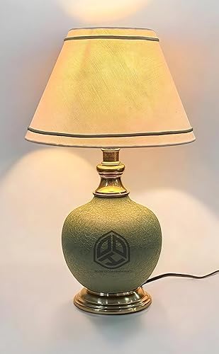 Antique Finish Gold Table Lamp for Bedroom, Bedside, Living Room, Home Decoration, Hotel Pack of 1 | Size:46 X 25 cm Green