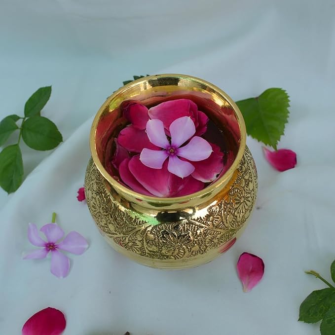Handicraft Pure Brass Pooja Lota | Kalash for Puja, Mandir & Temple,Traditional Karwa Chauth Lota for Diwali, Wedding & Festivals