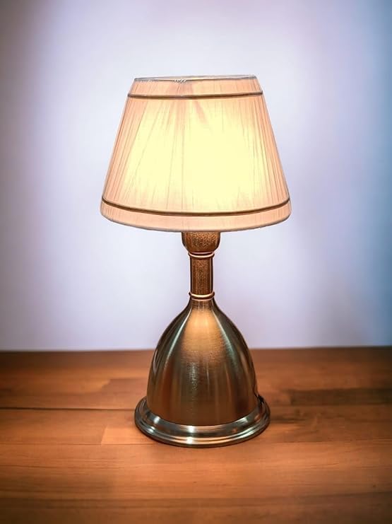 Gold Metal Table Lamp | Brass Antique Finish Gold Table Lamp for Bedroom. Size:15X8 Inches