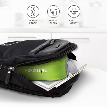 Executive Lunch Box, 2 Round Inner Steel Round Containers 280ml Each and 1 Microwave Safe Oval Plastic Container, 450ml with Insulated Bag, Office Tiffin for Leak-Proof, Easy to Carry Green Color