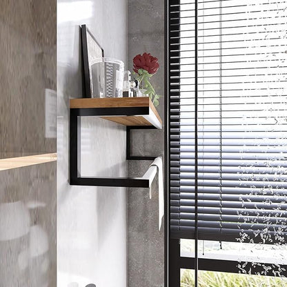 Metal Engineered Wood Wallmount Storage Shelf, Multipurpose Shower Organizer, Bathroom Standup Shower Shelf
