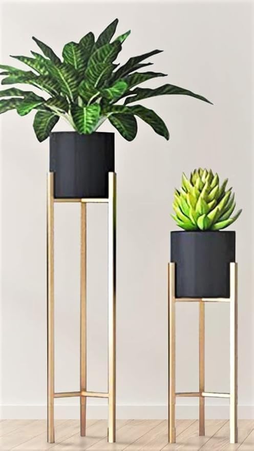 Planer Pot with Stand | Metal Flower Stands Planter for Indoor,Out Door,Bedroom, Living Room | Set of 2 | Size: 20 inch & 15 Inch