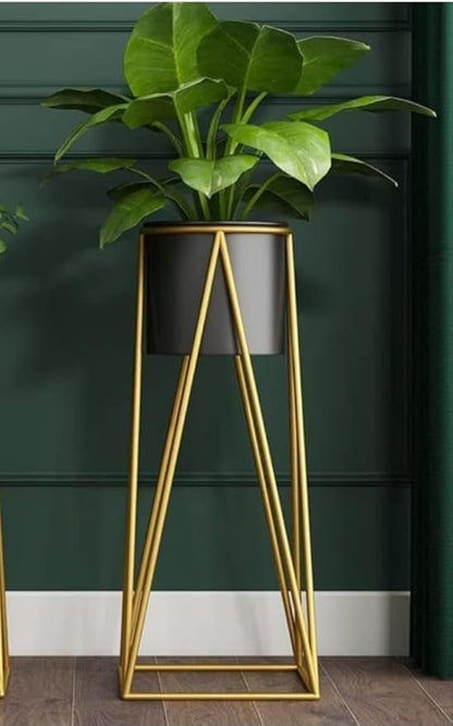 Planer Pot with Stand | Metal Flower Stands Planter for Indoor,Out Door-Black