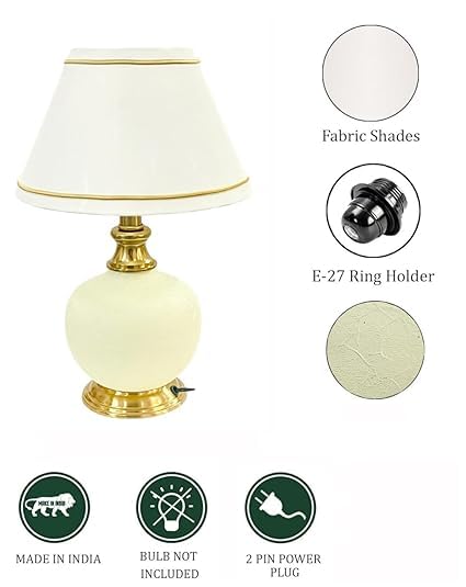 Antique Finish Gold Table Lamp for Bedroom, Bedside, Living Room, Home Decoration, Hotel Pack of 1 | Size:46 X 25 cm White