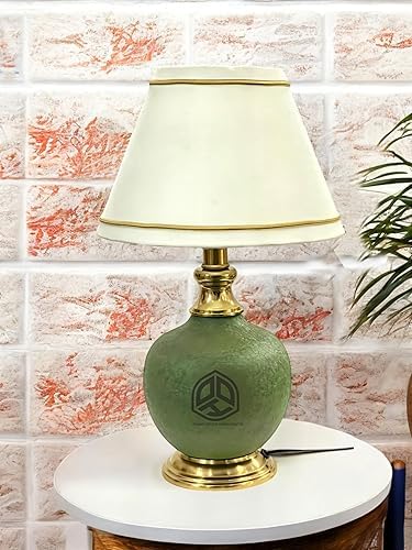 Antique Finish Gold Table Lamp for Bedroom, Bedside, Living Room, Home Decoration, Hotel Pack of 1 | Size:46 X 25 cm Green