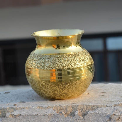 Handicraft Pure Brass Pooja Lota | Kalash for Puja, Mandir & Temple,Traditional Karwa Chauth Lota for Diwali, Wedding & Festivals