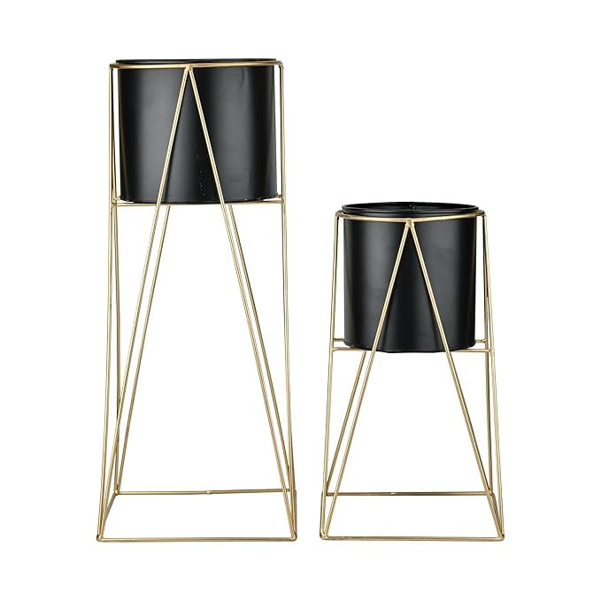 Planer Pot with Stand | Metal Flower Stands Planter for Indoor,Out Door-Black