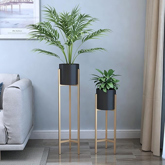 Planer Pot with Stand | Metal Flower Stands Planter for Indoor,Out Door,Bedroom, Living Room | Set of 2 | Size: 20 inch & 15 Inch