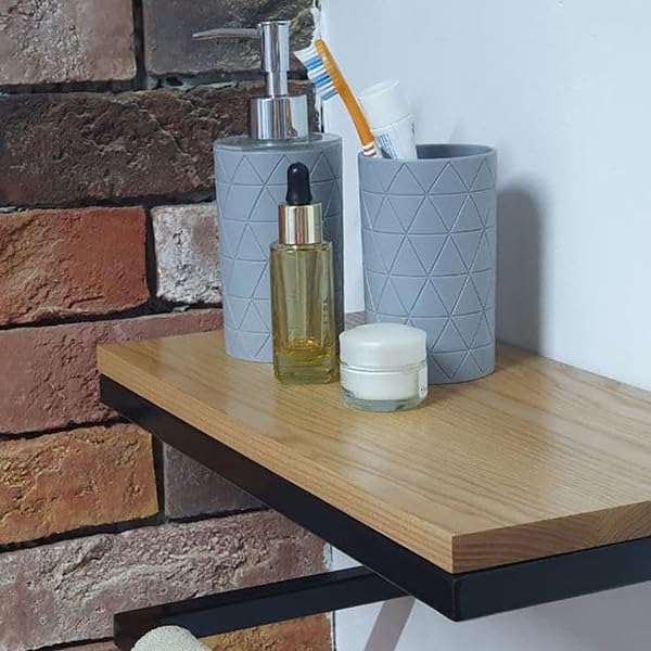 Metal Engineered Wood Wallmount Storage Shelf, Multipurpose Shower Organizer, Bathroom Standup Shower Shelf