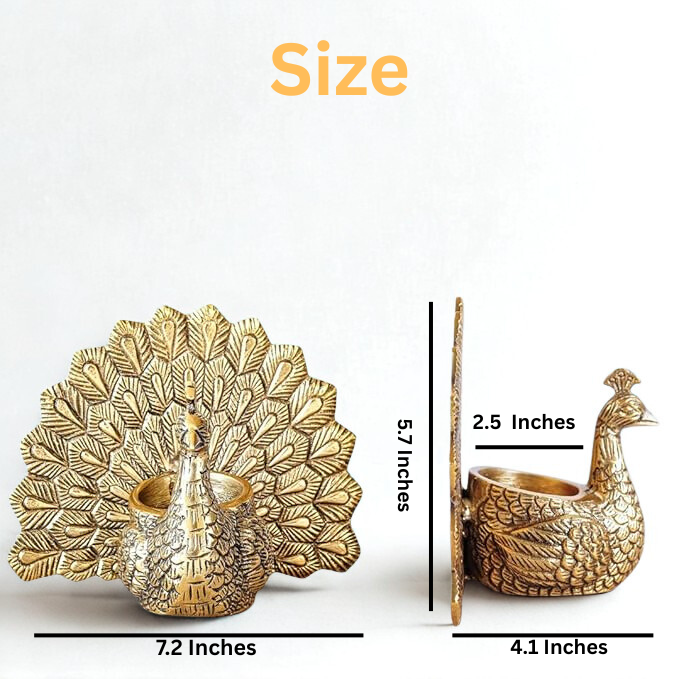 Metal Dancing Peacock Figurine for Good Luck & Love,Candle Holder for Home Dcor Tabletop Living,Showpiece