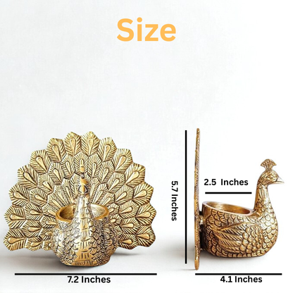 Metal Dancing Peacock Figurine for Good Luck & Love,Candle Holder for Home Dcor Tabletop Living,Showpiece