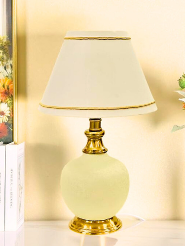 Antique Finish Gold Table Lamp for Bedroom, Bedside, Living Room, Home Decoration, Hotel Pack of 1 | Size:46 X 25 cm White