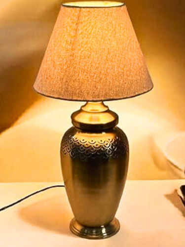 Antique Curved Brass Plated Table Lamp for Bedroom, Bedside, Living Room, Home Decoration, Hotel Pack of 1 Size: 46X 25 CM