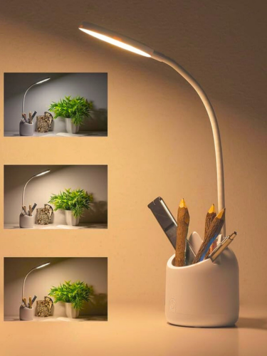 3 Colour Mode LED Study/Table/Desk Lamp with Pen Holder, 6 Month Warranty(Plastic, White, Pack of 1)