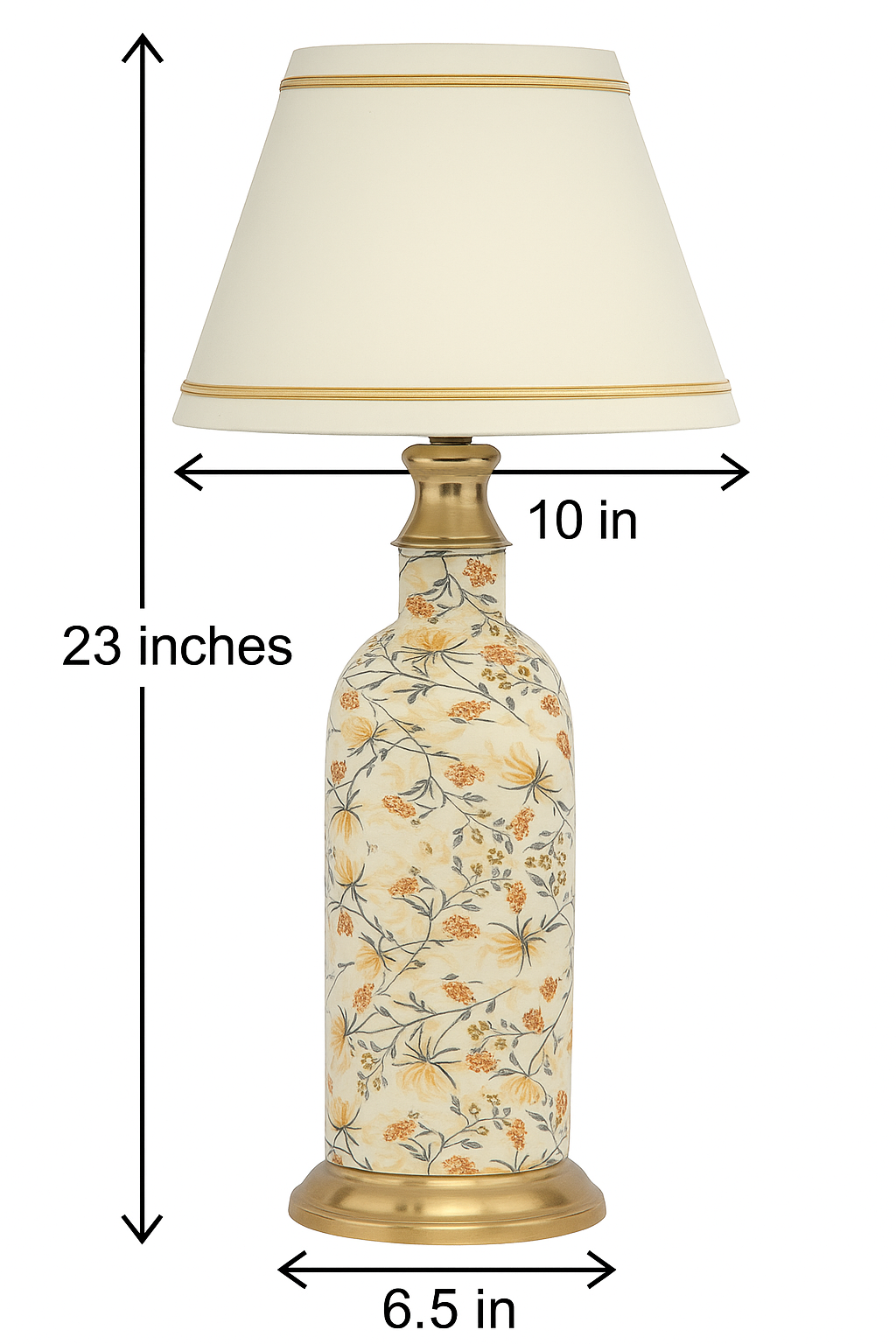Antique Finished Enamelled  Gold Table Lamp for Bedroom. Size 23X10 Inches